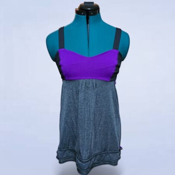Lululemon‎ Run: Back On Track Tank Black / Tender Violet - Size 6 - Picture 2 of 8